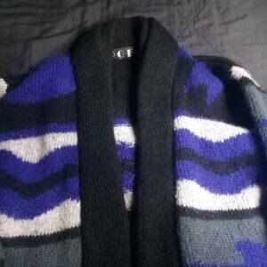 Vintage P.G.E. Abstract Mohair Wool Cardigan Sweater Coat Oversize